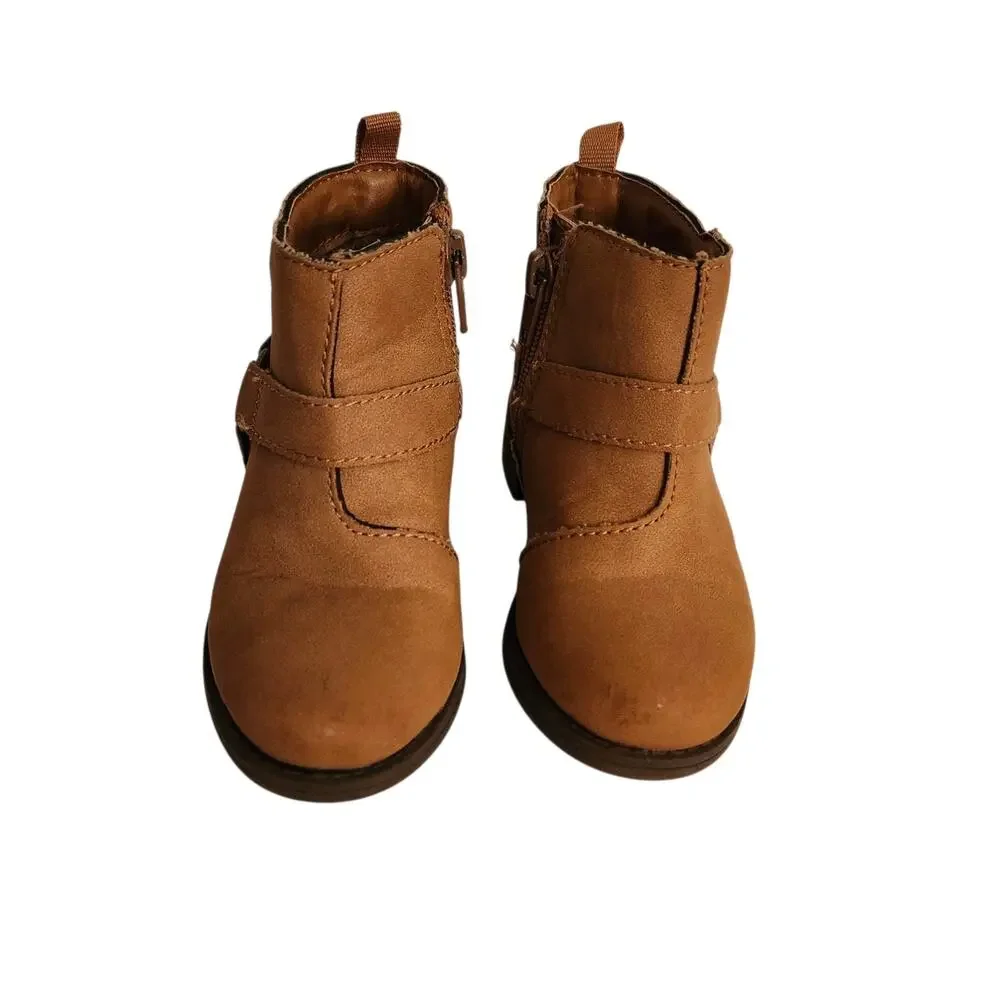 Oshkosh Toddler Girls Ankle Boots Size 5m Brown Zipper Pull Tag